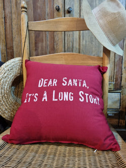 Cojín navideño con cuadros "Dear Santa It's a Long Story"